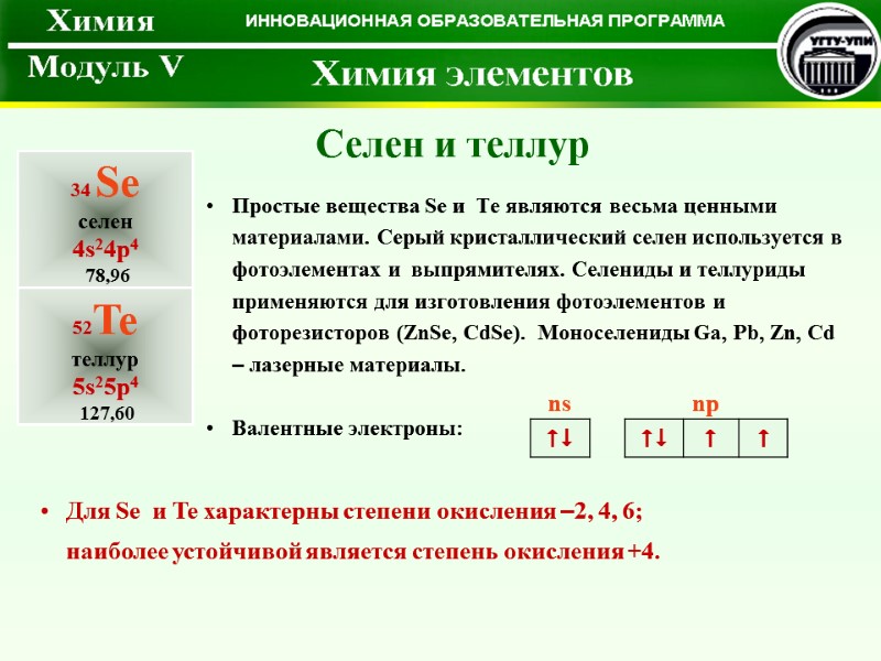 Простые вещества Se и  Te являются весьма ценными материалами. Серый кристаллический селен используется